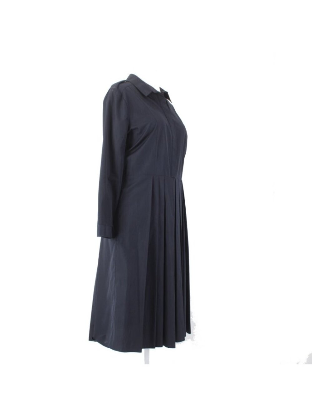 Burberry Dress Sz 12 Navy Blue Pockets Pleated Collared 100% Cotton Dress - Picture 6 of 16